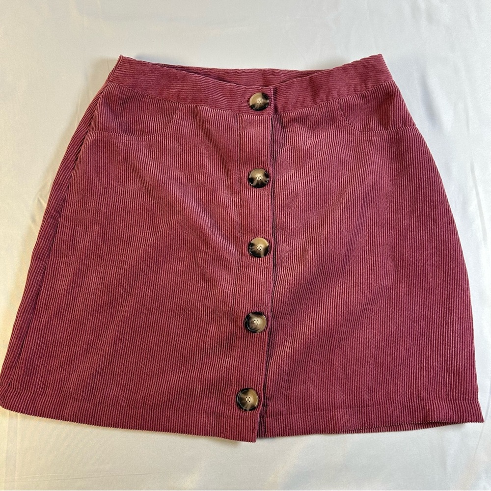 IN‎ San Francisco Women’s Corduroy Button-Front Skirt, Pink Size 1